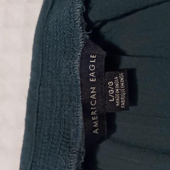 American Eagle Women's Top Long Sleeve Embroidered Dusty Blue/Cream Size Large - Picture 11 of 15